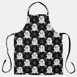 Cute Ghost Blob Black White Print Design Pattern Apron