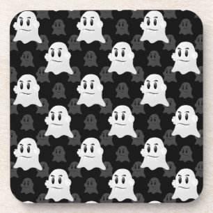 Cute Ghost Blob Black White Print Design Pattern Coaster