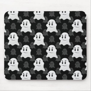 Cute Ghost Blob Black White Print Design Pattern Mouse Mat