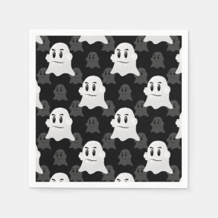 Cute Ghost Blob Black White Print Design Pattern Napkin