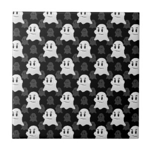 Cute Ghost Blob Black White Print Design Pattern Tile