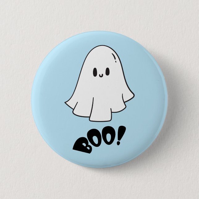 Cute Ghost Blue Halloween Spooky One  6 Cm Round Badge (Front)