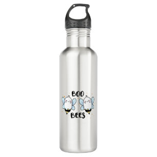 Cute Ghost Boo Bees - Funny Halloween on white 710 Ml Water Bottle