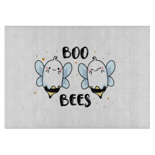 Cute Ghost Boo Bees - Funny Halloween on white Cutting Board
