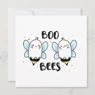Cute Ghost Boo Bees - Funny Halloween on white Invitation
