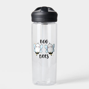 Cute Ghost Boo Bees - Funny Halloween on white Water Bottle