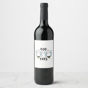 Cute Ghost Boo Bees - Funny Halloween on white Wine Label