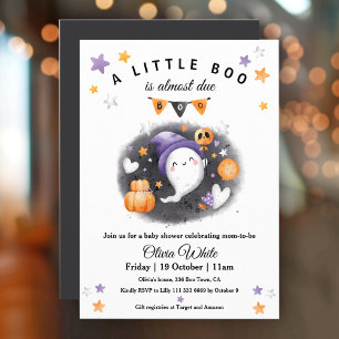 Cute Ghost Boo Halloween Baby Shower Invitation