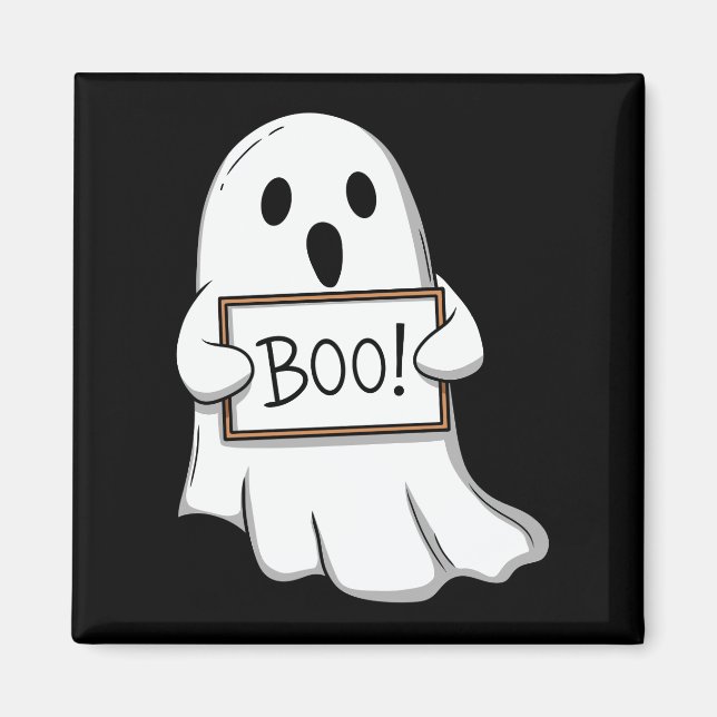 Cute Ghost BOO Sign Pin Button Magnet (Front)