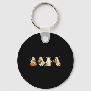 Cute Ghost Book Club Reading Halloween Spooky Key Ring