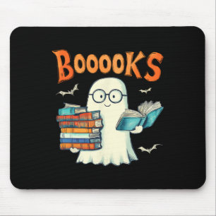 Cute Ghost Book Reading Booooks Halloween Teacher Mouse Mat