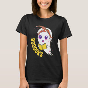Cute Ghost Book Reading For Teacher Booooks Hallow T-Shirt