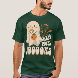 Cute Ghost Book Reading Halloween Boo Men Women Te T-Shirt