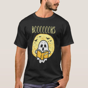 Cute Ghost Book Reading Halloween Teacher Top Wome