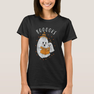 Cute Ghost Book Reading Teacher School Halloween T-Shirt
