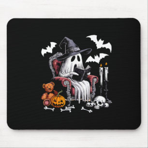 Cute Ghost Books Halloween Teacher Ghost Reading L Mouse Mat