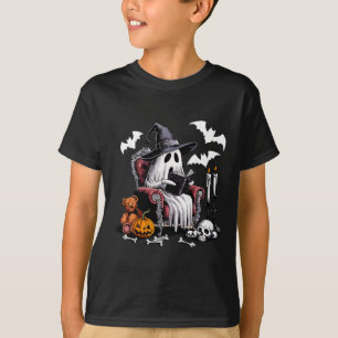 Cute Ghost Books Halloween Teacher Ghost Reading L T-Shirt