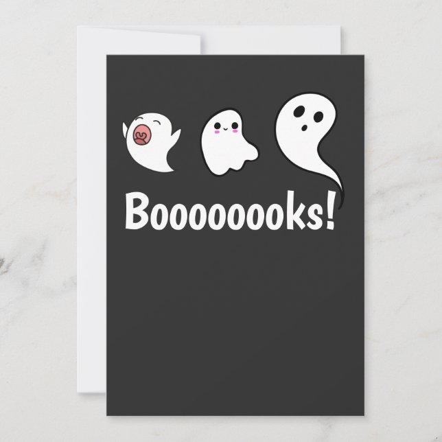 Cute Ghost Books Invitation Greeting Card (Front)