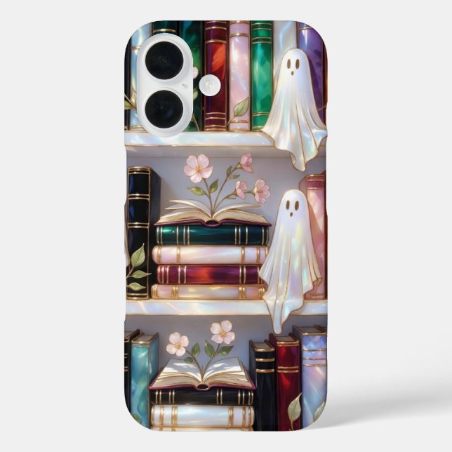 Cute Ghost Bookshelf Phone Case Floral Cosy (Back)