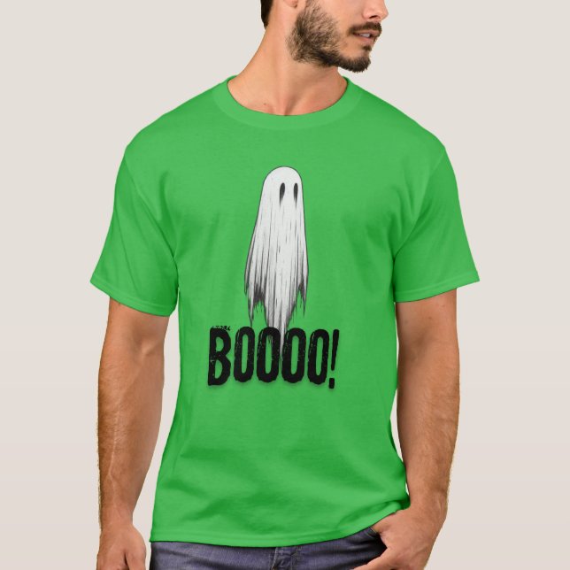 Cute Ghost “Boooo!” Halloween T-Shirt (Front)
