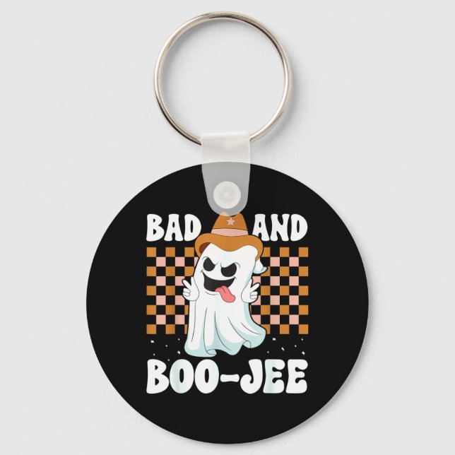 Cute Ghost Boujee Bad And Boo-Jee Halloween Key Ring (Front)