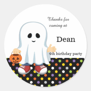 Cute ghost boy classic round sticker