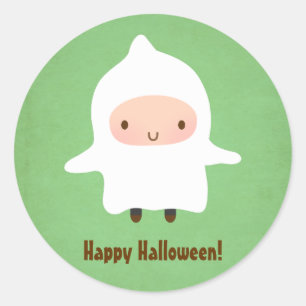 Cute Ghost Boy Not So Scary Halloween Classic Round Sticker