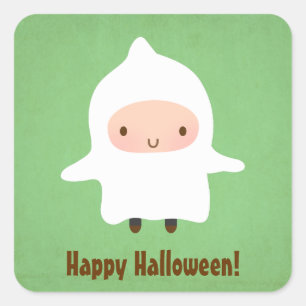 Cute Ghost Boy Not So Scary Halloween Square Sticker