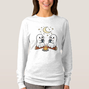 Cute Ghost Campfire Cosy Halloween Long Sleeve Tee
