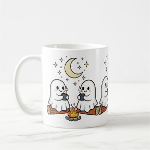 Cute Ghost Campfire Moon Spooky Season Mug