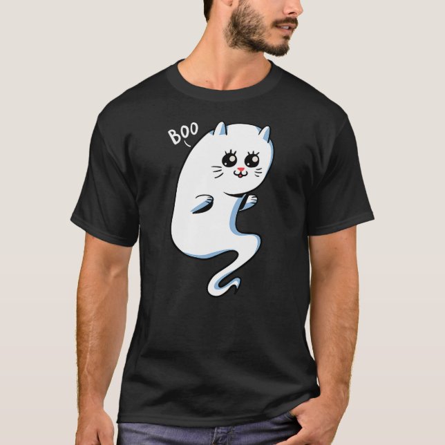 Cute Ghost Cat - BOO Kitty Cat Halloween Shirt (Front)