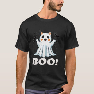 Cute Ghost Cat Boo Kitty Halloween T-Shirt