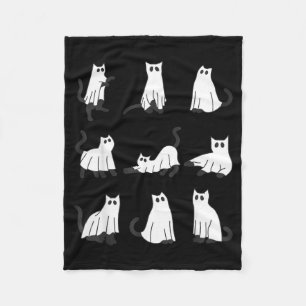 Cute Ghost Cat Funny Halloween Design ghost cat Fleece Blanket