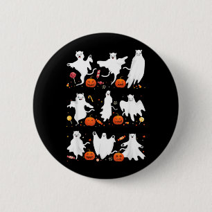 Cute Ghost Cat Funny Halloween Outfit Costumes 6 Cm Round Badge