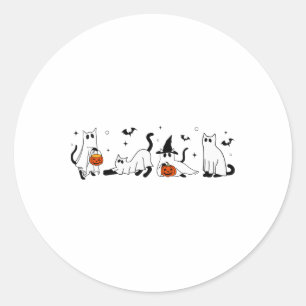 Cute Ghost Cat Funny Halloween Outfit Costumes Bla Classic Round Sticker