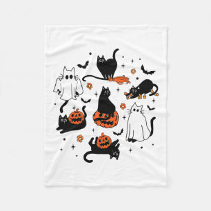 Cute Ghost Cat Funny Halloween Outfit Costumes Bla Fleece Blanket
