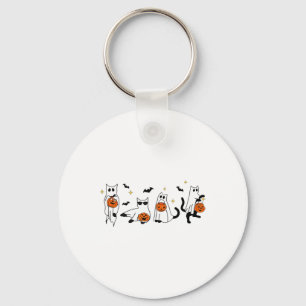Cute Ghost Cat Funny Halloween Outfit Costumes Bla Key Ring