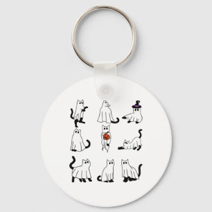 Cute Ghost Cat Funny Halloween Outfit Costumes Bla Key Ring