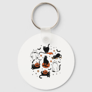 Cute Ghost Cat Funny Halloween Outfit Costumes Bla Key Ring