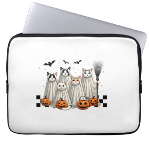 Cute Ghost Cat Funny Halloween Outfit Costumes Bla Laptop Sleeve
