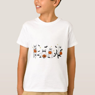 Cute Ghost Cat Funny Halloween Outfit Costumes Bla T-Shirt