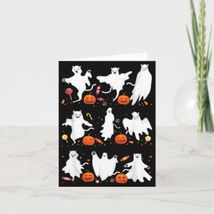Cute Ghost Cat Funny Halloween Outfit Costumes Card