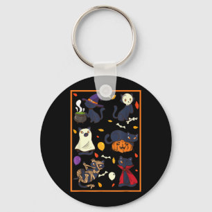 Cute Ghost Cat Funny Halloween Outfit Costumes Key Ring