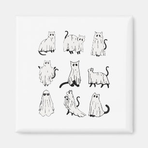 Cute Ghost Cat Funny Halloween Outfit Costumes  Magnet