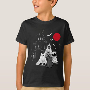 Cute Ghost Cat Funny Halloween Outfit Costumes T-Shirt