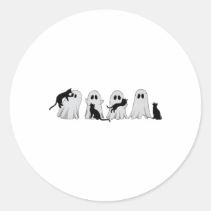 Cute Ghost Cat Halloween Outfit Costumes Cat Lover Classic Round Sticker