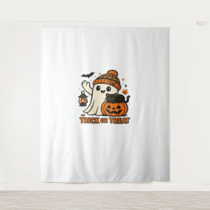 Cute Ghost Cat  Spooky Halloween Kitten  Magical W Tapestry