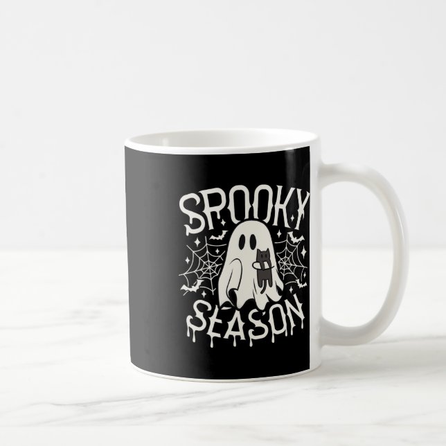 Cute Ghost Cat Spooky Season Halloween Costume Boy Coffee Mug (Right)