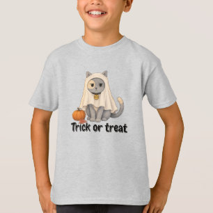 Cute Ghost Cat Toddler Halloween T-Shirt
