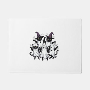 Cute Ghost Cats Funny Halloween Costumes Black Cat Doormat